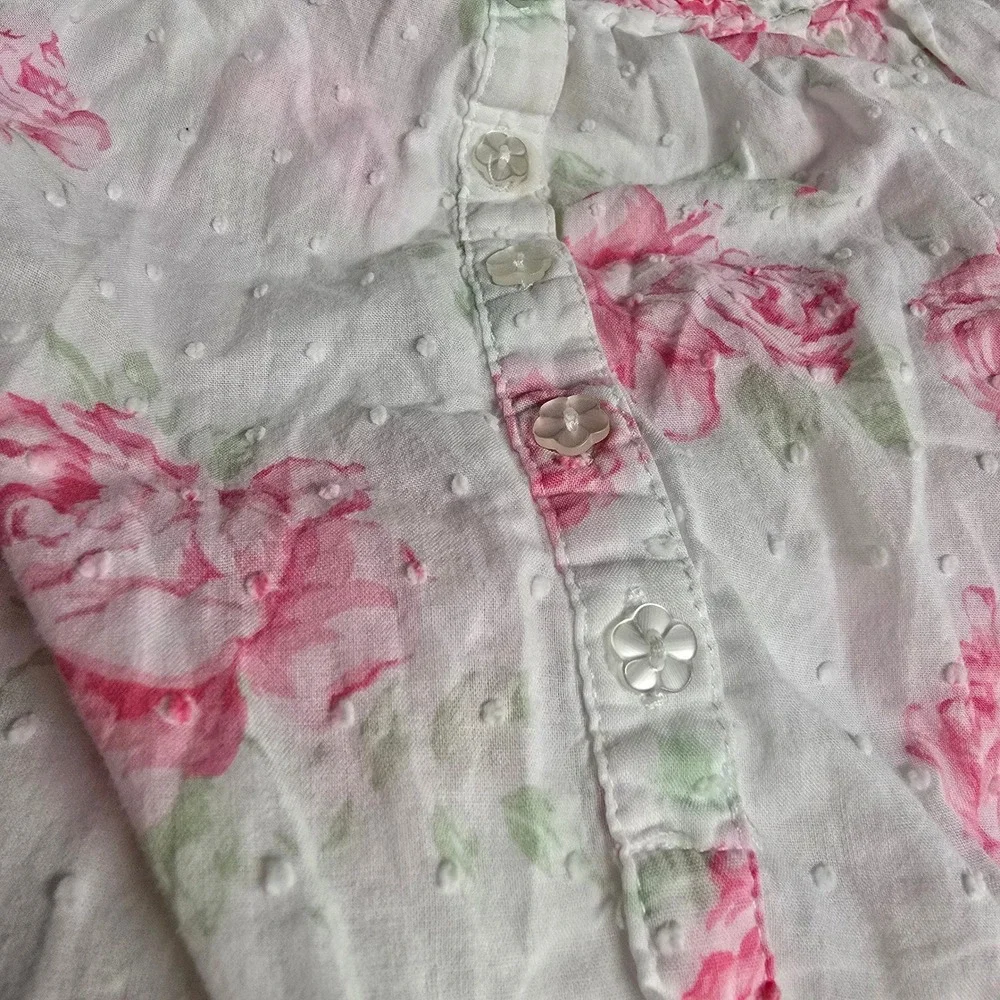 Eileen West Nightgown Dress Women XS Floral Cotton Dobby Sleeveless Coquette